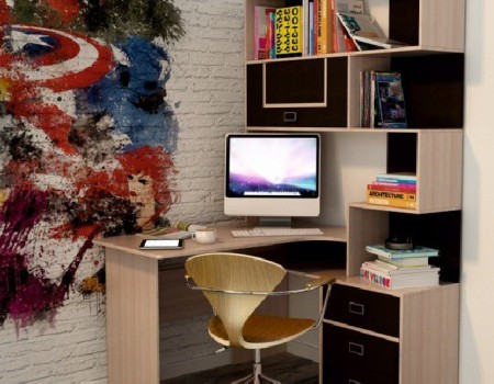 Corner Desk with Hutch and File Cabinets