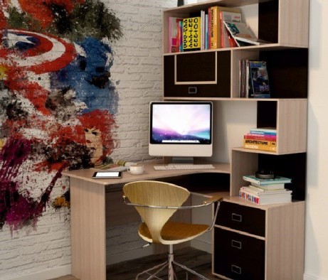Corner Desk with Hutch and File Cabinets