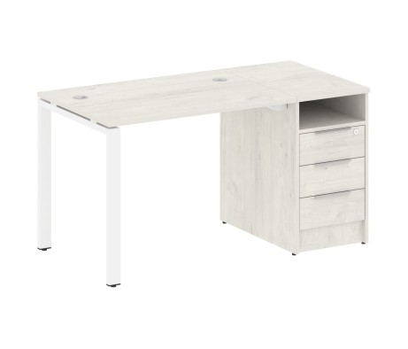 Workstation on a U-shaped metal frame with a supporting pedestal, 141.2x72x75, Metal System