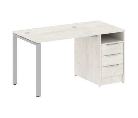 Workstation on a U-shaped metal frame with a supporting pedestal, 141.2x72x75, Metal System