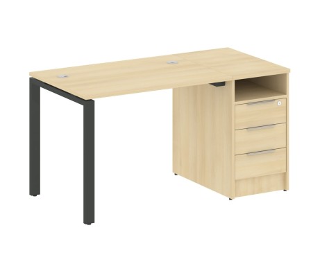 Workstation on a U-shaped metal frame with a supporting pedestal, 141.2x72x75, Metal System