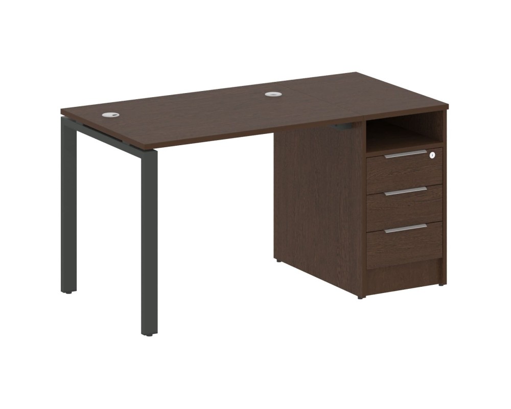 Workstation on a U-shaped metal frame with a supporting pedestal, 141.2x72x75, Metal System