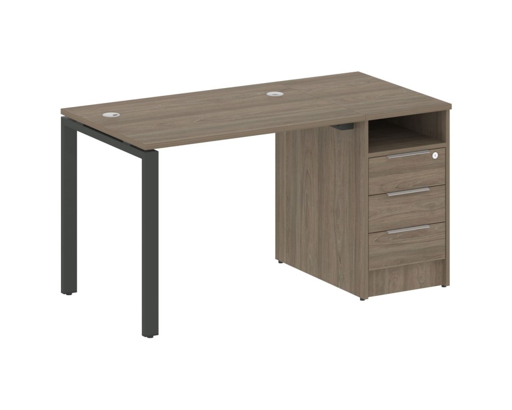 Workstation on a U-shaped metal frame with a supporting pedestal, 141.2x72x75, Metal System