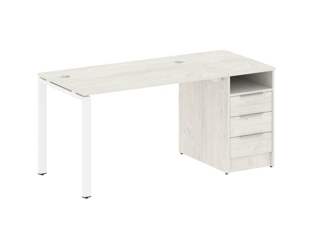 Workstation on a U-shaped metal frame with a supporting Pedestal 161.2x72x75 Metal System