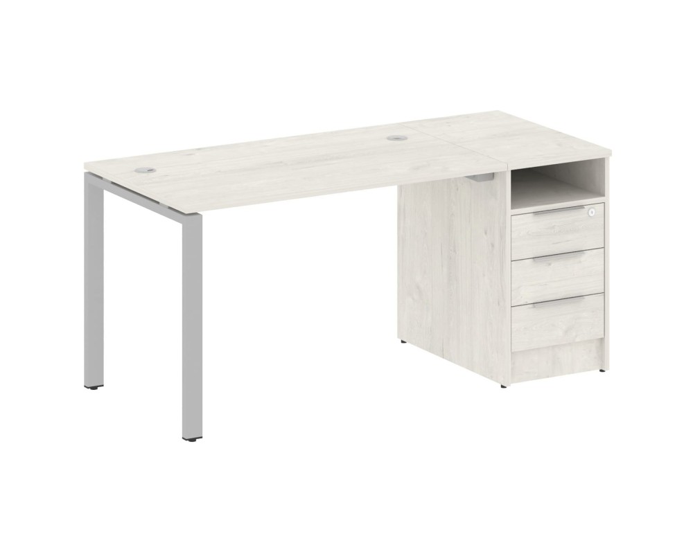 Workstation on a U-shaped metal frame with a supporting Pedestal 161.2x72x75 Metal System