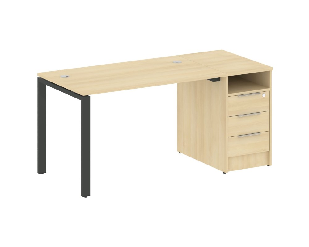 Workstation on a U-shaped metal frame with a supporting Pedestal 161.2x72x75 Metal System
