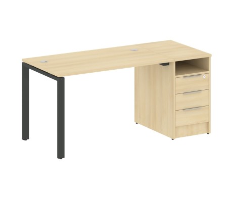 Workstation on a U-shaped metal frame with a supporting Pedestal 161.2x72x75 Metal System