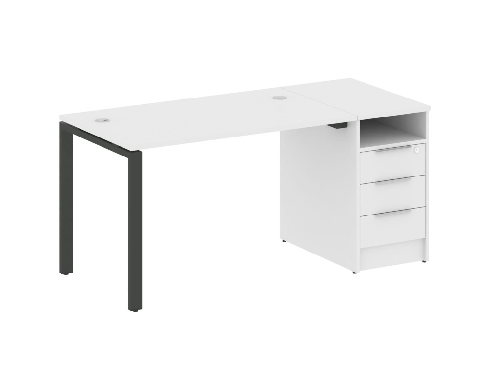 Workstation on a U-shaped metal frame with a supporting Pedestal 161.2x72x75 Metal System
