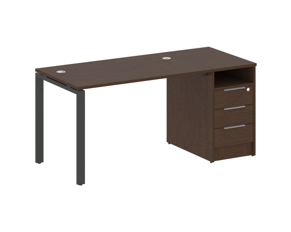 Workstation on a U-shaped metal frame with a supporting Pedestal 161.2x72x75 Metal System