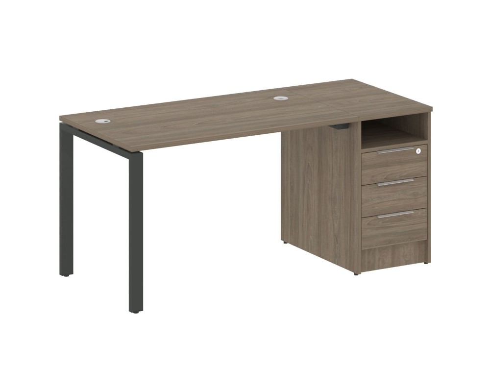 Workstation on a U-shaped metal frame with a supporting Pedestal 161.2x72x75 Metal System