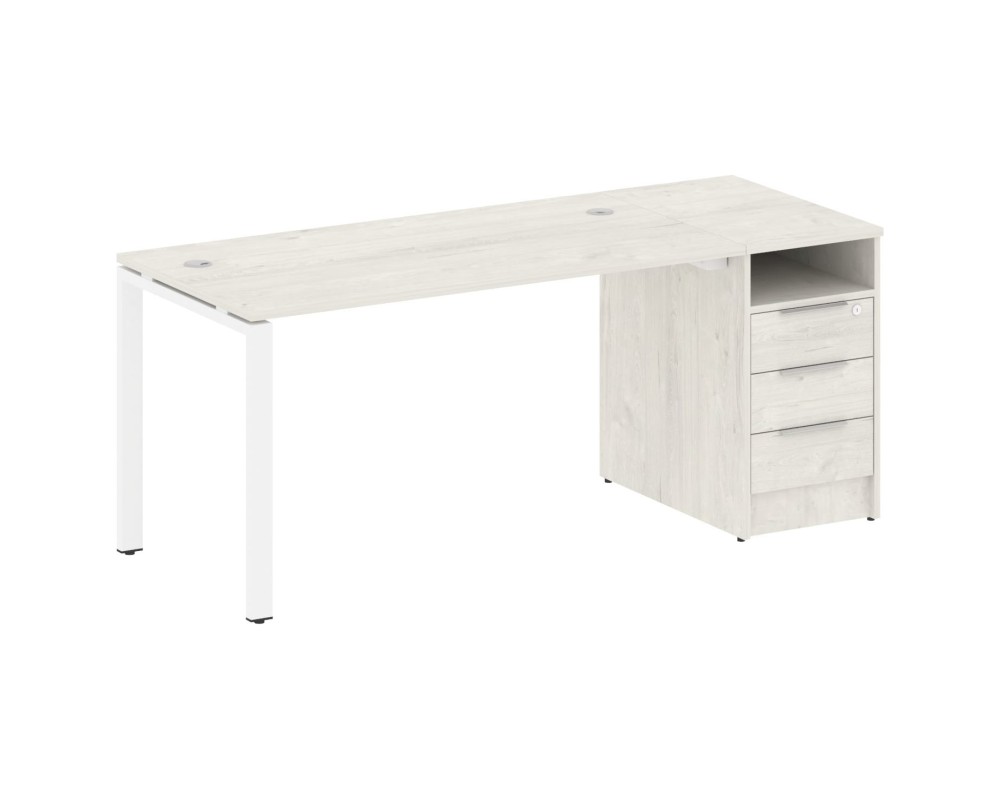 U-shaped metal frame workstation with supporting pedestal 181.2x72x75 Metal System