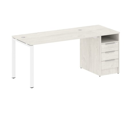 U-shaped metal frame workstation with supporting pedestal 181.2x72x75 Metal System