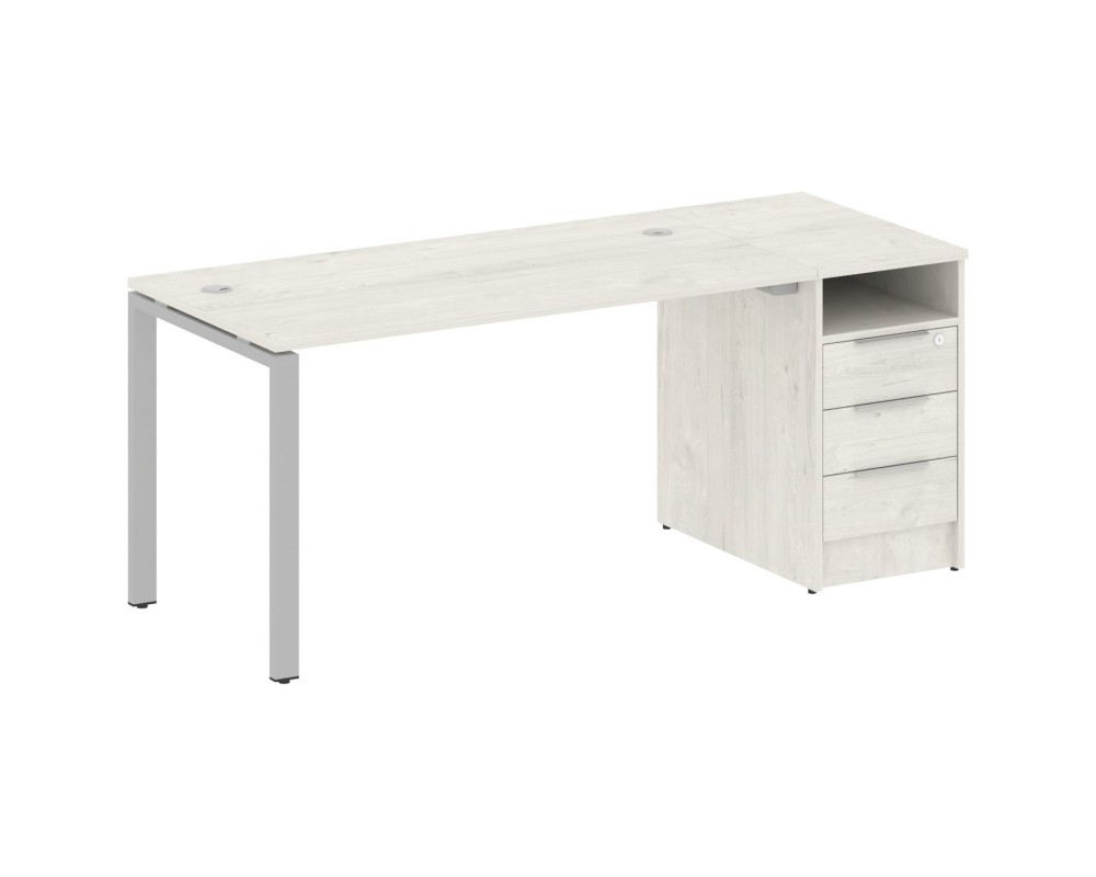 U-shaped metal frame workstation with supporting pedestal 181.2x72x75 Metal System