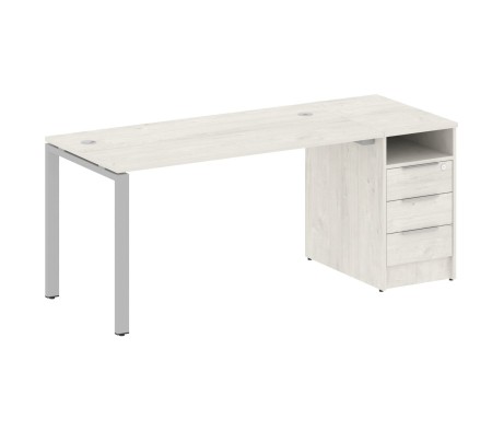 U-shaped metal frame workstation with supporting pedestal 181.2x72x75 Metal System