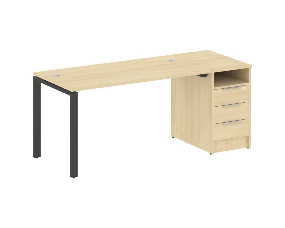 U-shaped metal frame workstation with supporting pedestal 181.2x72x75 Metal System