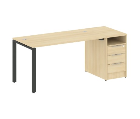 U-shaped metal frame workstation with supporting pedestal 181.2x72x75 Metal System