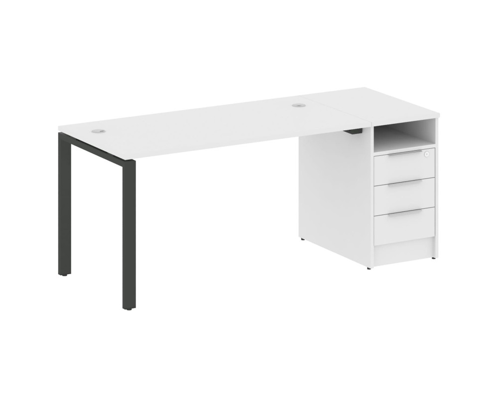 U-shaped metal frame workstation with supporting pedestal 181.2x72x75 Metal System
