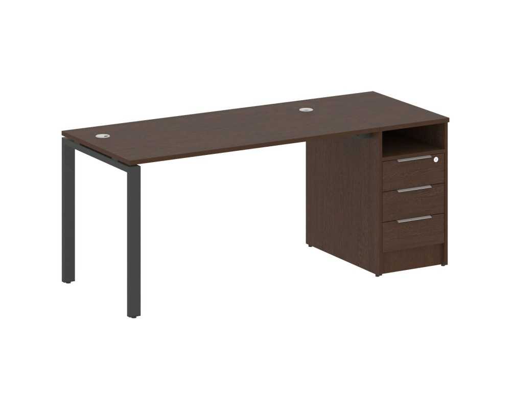 U-shaped metal frame workstation with supporting pedestal 181.2x72x75 Metal System