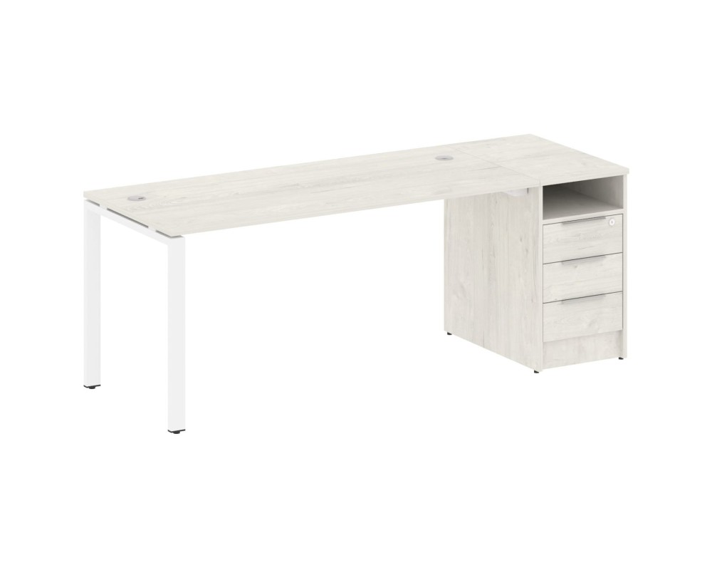 U-shaped metal frame workstation with supporting pedestal 201.2x72x75 Metal System