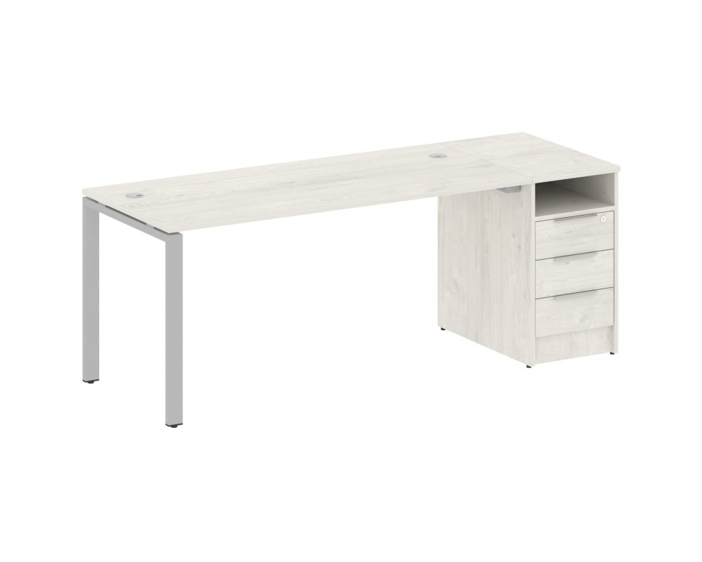 U-shaped metal frame workstation with supporting pedestal 201.2x72x75 Metal System