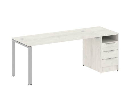 U-shaped metal frame workstation with supporting pedestal 201.2x72x75 Metal System