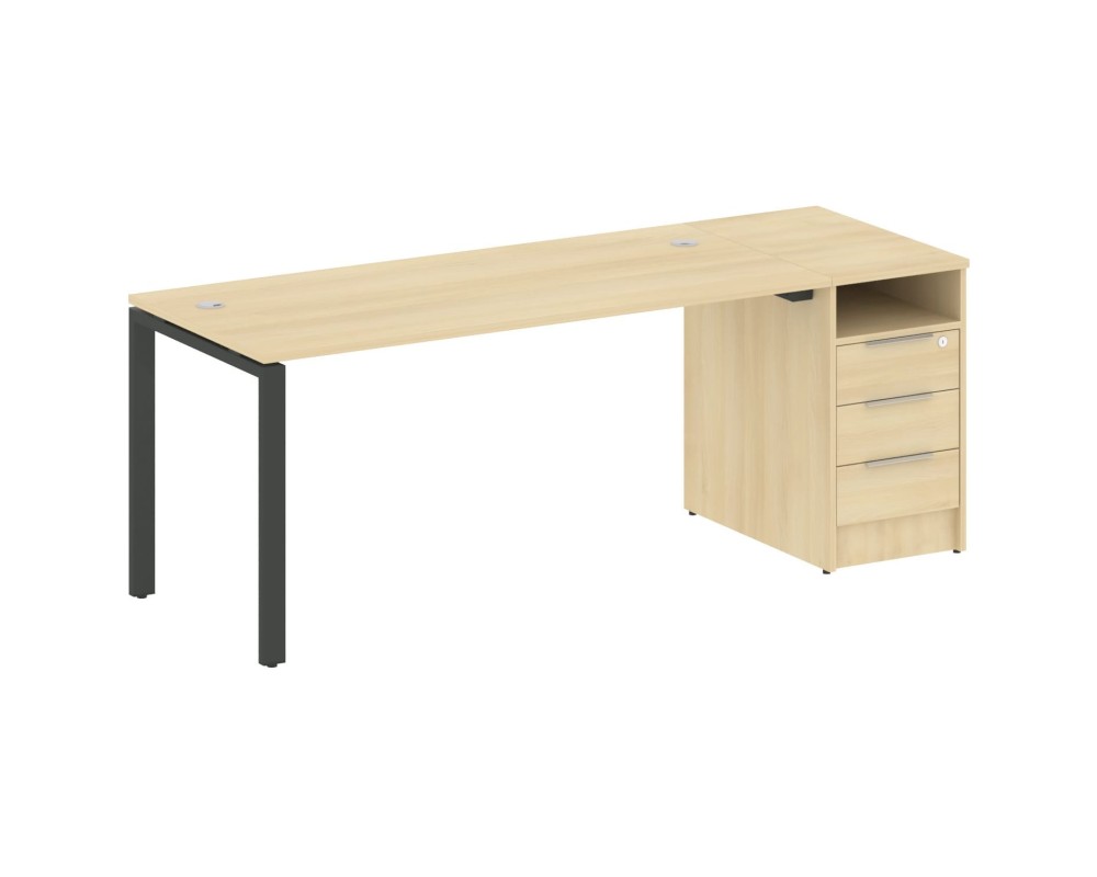 U-shaped metal frame workstation with supporting pedestal 201.2x72x75 Metal System