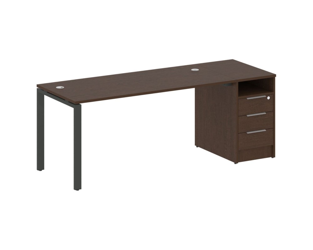 U-shaped metal frame workstation with supporting pedestal 201.2x72x75 Metal System