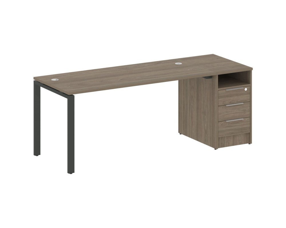 U-shaped metal frame workstation with supporting pedestal 201.2x72x75 Metal System