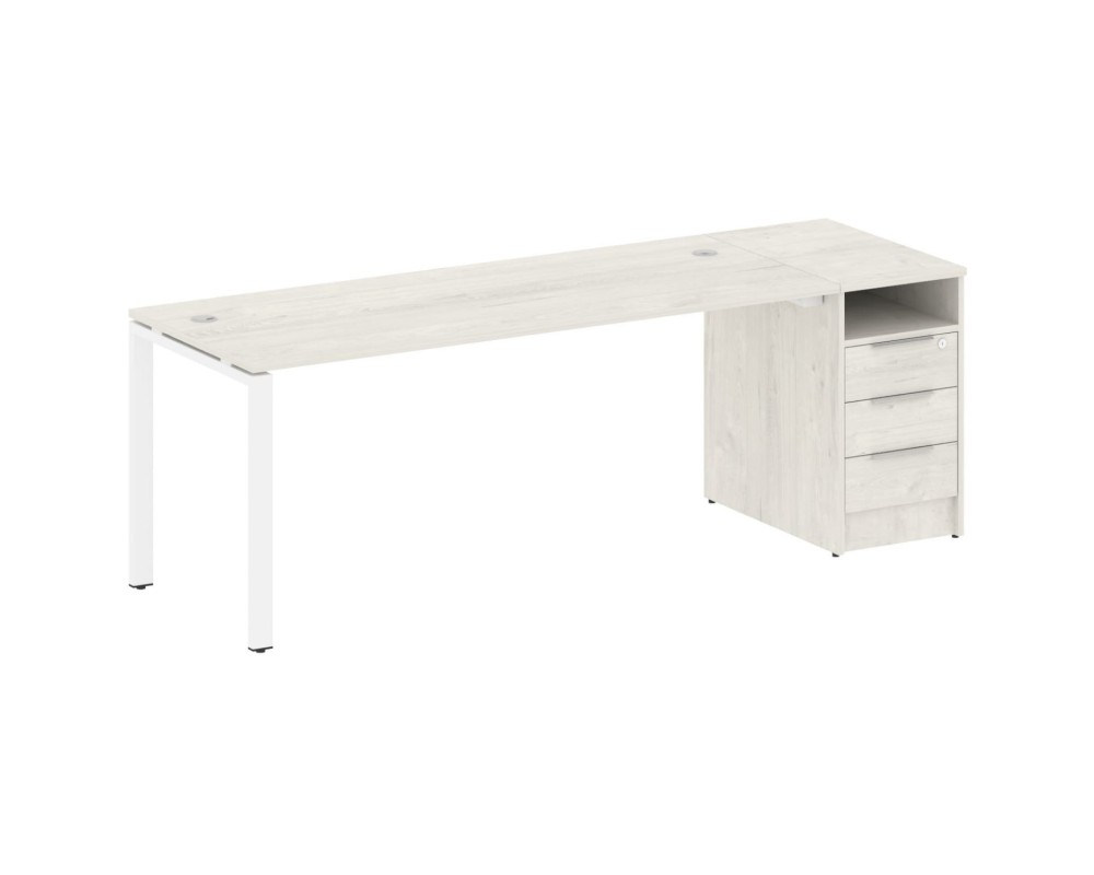 U-shaped metal frame workstation with supporting pedestal 221.2x72x75 Metal System