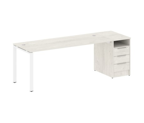 U-shaped metal frame workstation with supporting pedestal 221.2x72x75 Metal System