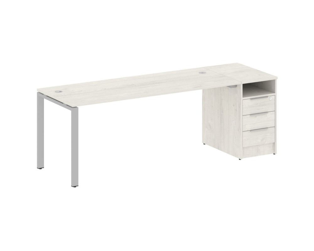 U-shaped metal frame workstation with supporting pedestal 221.2x72x75 Metal System