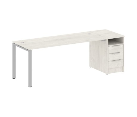 U-shaped metal frame workstation with supporting pedestal 221.2x72x75 Metal System