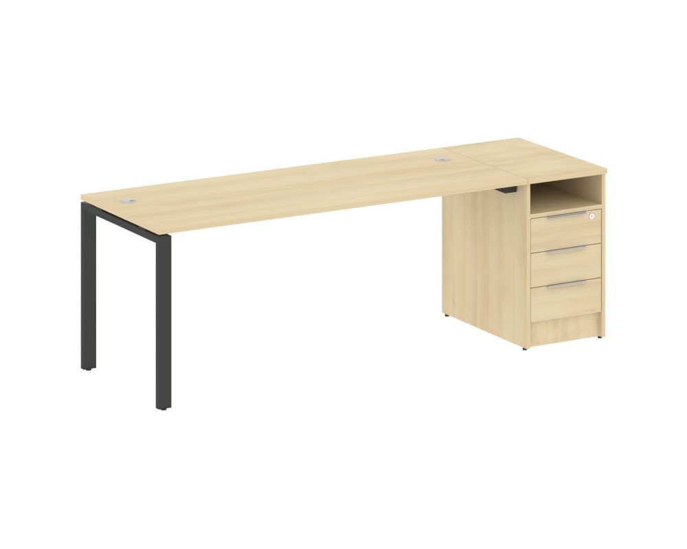 U-shaped metal frame workstation with supporting pedestal 221.2x72x75 Metal System