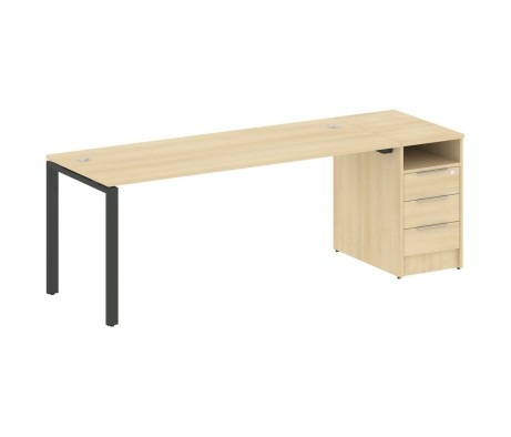 U-shaped metal frame workstation with supporting pedestal 221.2x72x75 Metal System