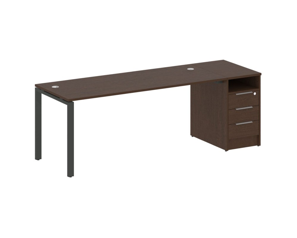 U-shaped metal frame workstation with supporting pedestal 221.2x72x75 Metal System