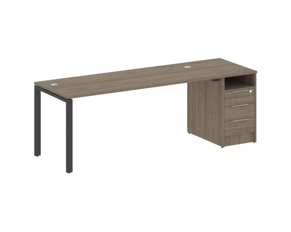 U-shaped metal frame workstation with supporting pedestal 221.2x72x75 Metal System