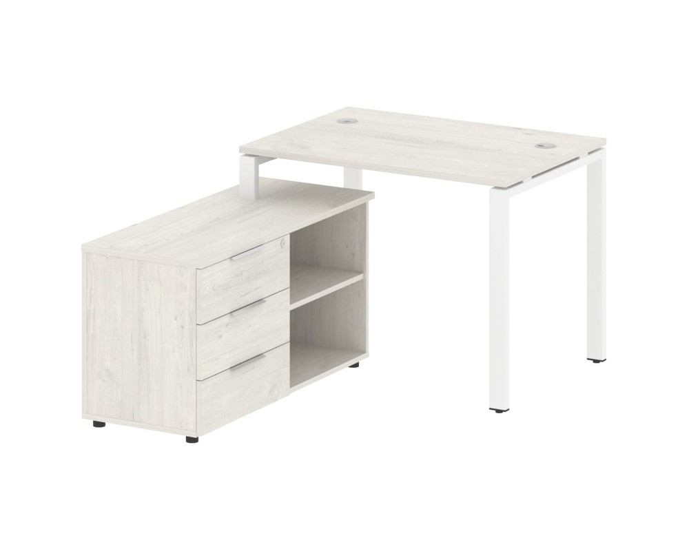 U-shaped metal frame workstation with supporting pedestal left 110x152x75 Metal System