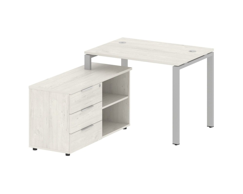 U-shaped metal frame workstation with supporting pedestal left 110x152x75 Metal System