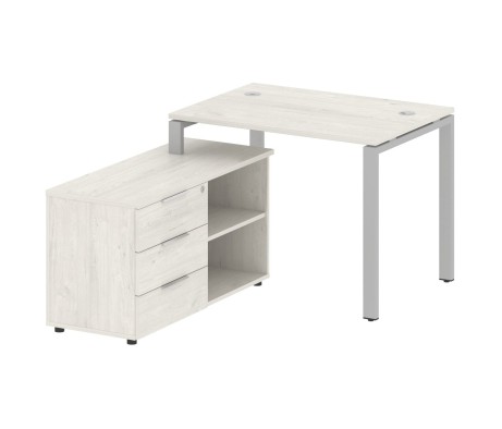 U-shaped metal frame workstation with supporting pedestal left 110x152x75 Metal System