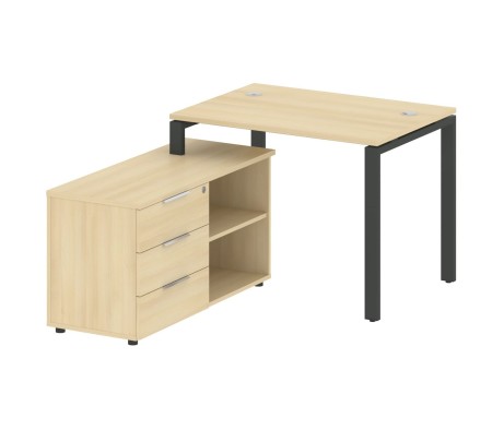 U-shaped metal frame workstation with supporting pedestal left 110x152x75 Metal System
