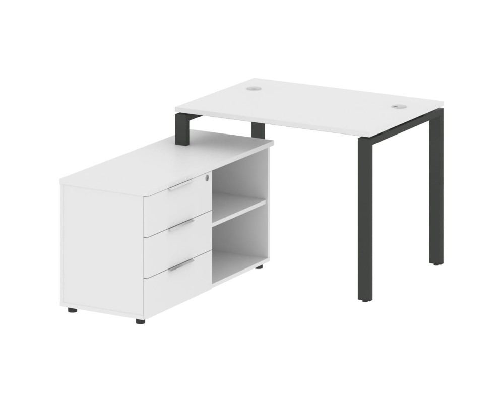 U-shaped metal frame workstation with supporting pedestal left 110x152x75 Metal System