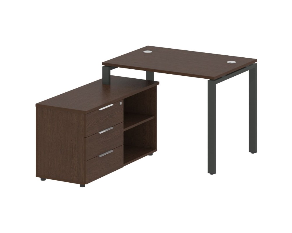 U-shaped metal frame workstation with supporting pedestal left 110x152x75 Metal System
