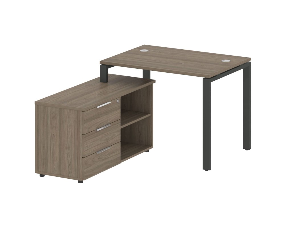 U-shaped metal frame workstation with supporting pedestal left 110x152x75 Metal System