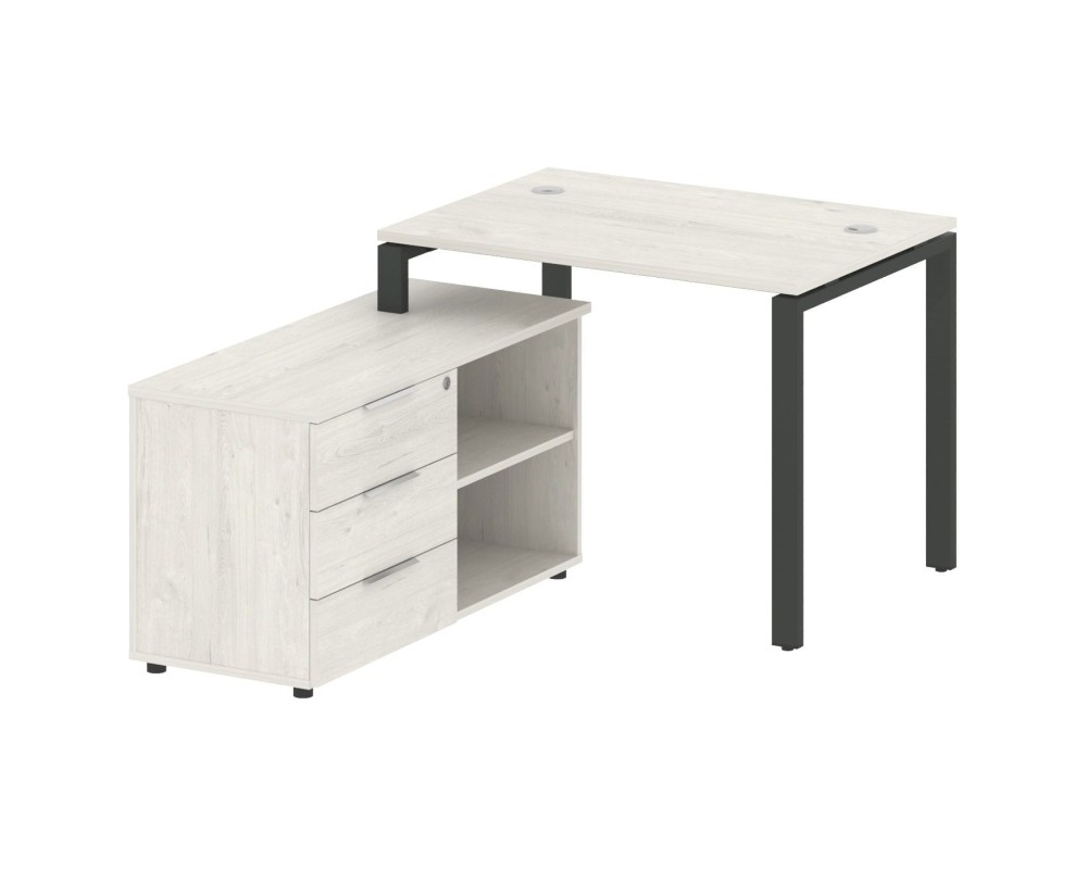 U-shaped metal frame workstation with supporting pedestal left 110x152x75 Metal System