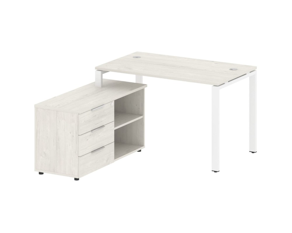 U-shaped metal frame workstation with supporting pedestal left 130x152x75 Metal System