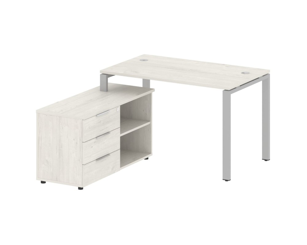 U-shaped metal frame workstation with supporting pedestal left 130x152x75 Metal System