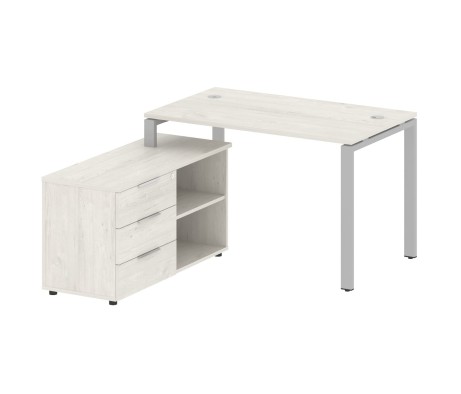 U-shaped metal frame workstation with supporting pedestal left 130x152x75 Metal System