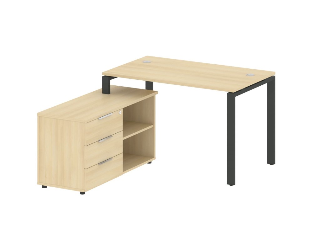 U-shaped metal frame workstation with supporting pedestal left 130x152x75 Metal System