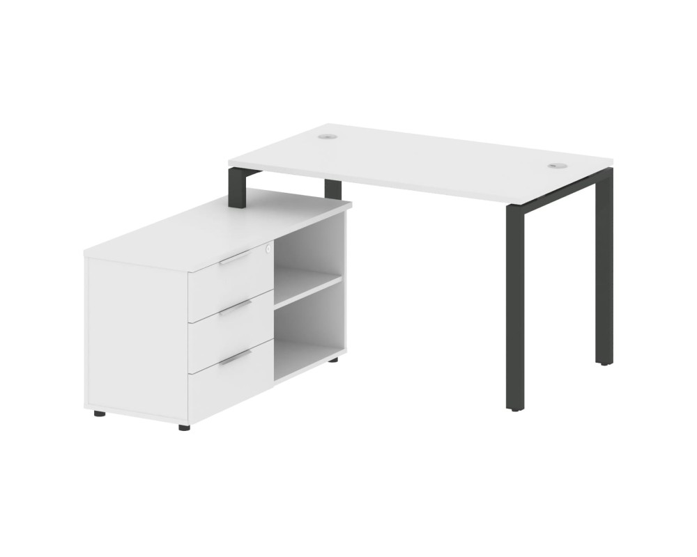 U-shaped metal frame workstation with supporting pedestal left 130x152x75 Metal System