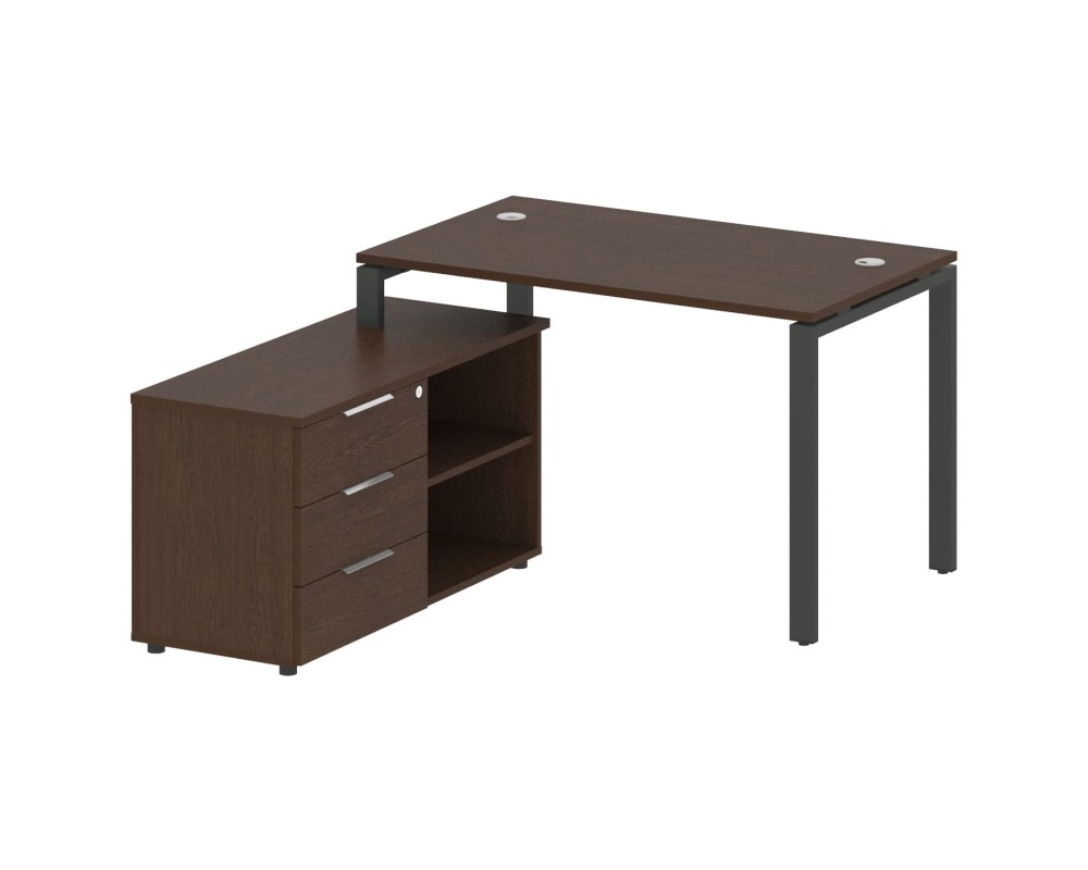 U-shaped metal frame workstation with supporting pedestal left 130x152x75 Metal System